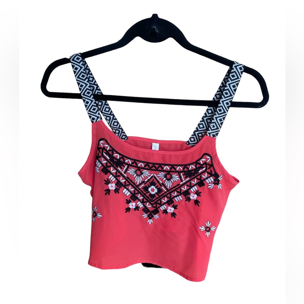 Xhileration Hot Pink Embroidered Crop Top Sz XS